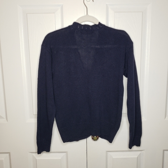 Vintage Embroidered Linen Cotton Cardigan S Cottagecore Grannycore  Prairie - Picture 7 of 9